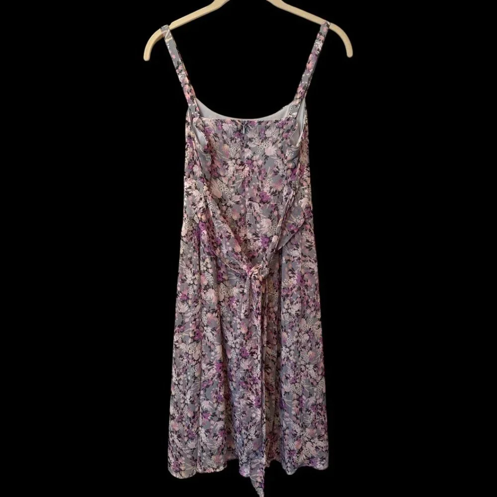 Vintage Dress Barn Floral Milk Maid Y2K Midi Dress W/ Tie Back Sz 4 - Picture 2 of 8